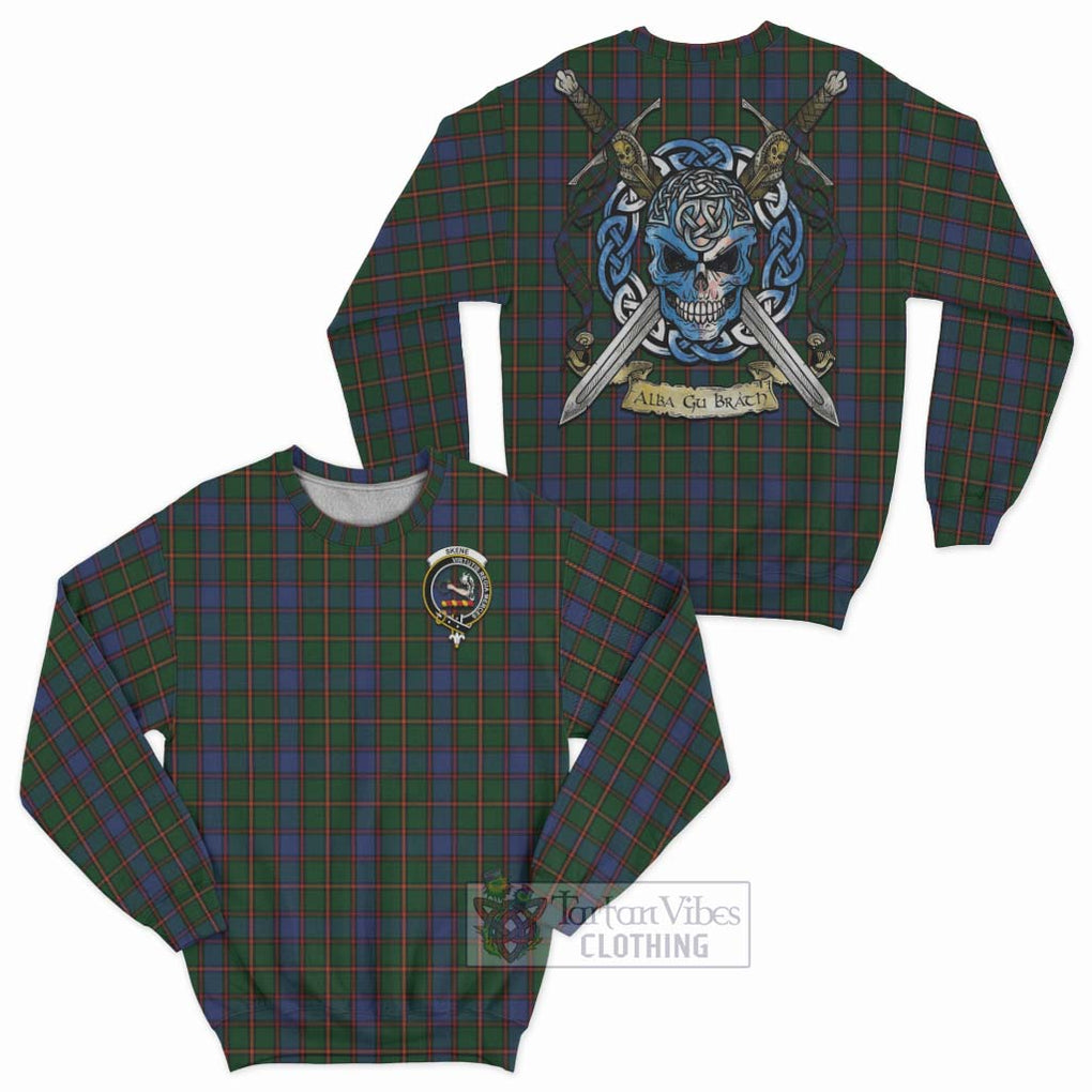 Tartan Vibes Clothing Skene Tartan Sweatshirt with Family Crest Celtic Skull Style