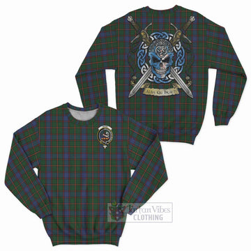 Skene Tartan Sweatshirt with Family Crest Celtic Skull Style