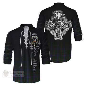 Skene Tartan Ghillie Kilt Shirt Featuring Alba Gu Brath Family Crest Celtic Inspired