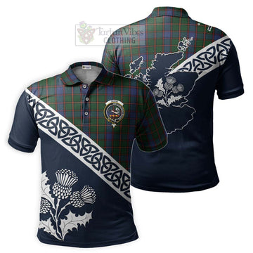 Skene Tartan Polo Shirt Featuring Thistle and Scotland Map Kid - Tartanvibesclothing Store