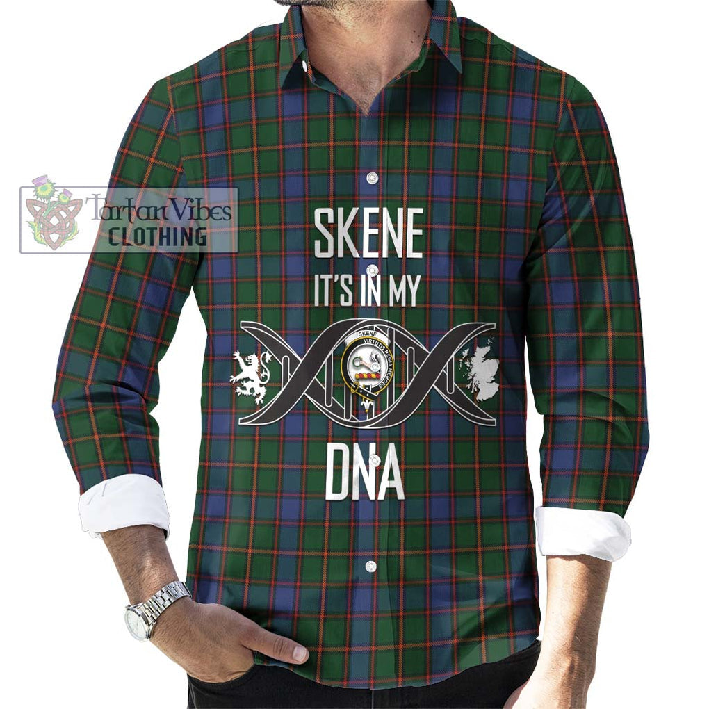 Skene Tartan Long Sleeve Button Shirt with Family Crest DNA In Me Style Men's Shirt S - Tartanvibesclothing Shop