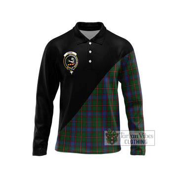 Skene Tartan Long Sleeve Polo Shirt with Family Crest and Military Logo Style