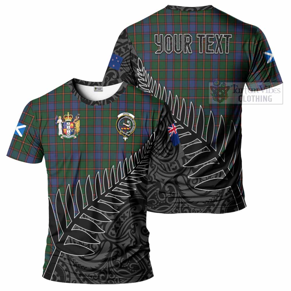 Tartan Vibes Clothing Skene Crest Tartan T-Shirt with New Zealand Silver Fern Half Style