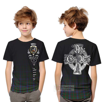 Skene Tartan Kid T-Shirt Featuring Alba Gu Brath Family Crest Celtic Inspired