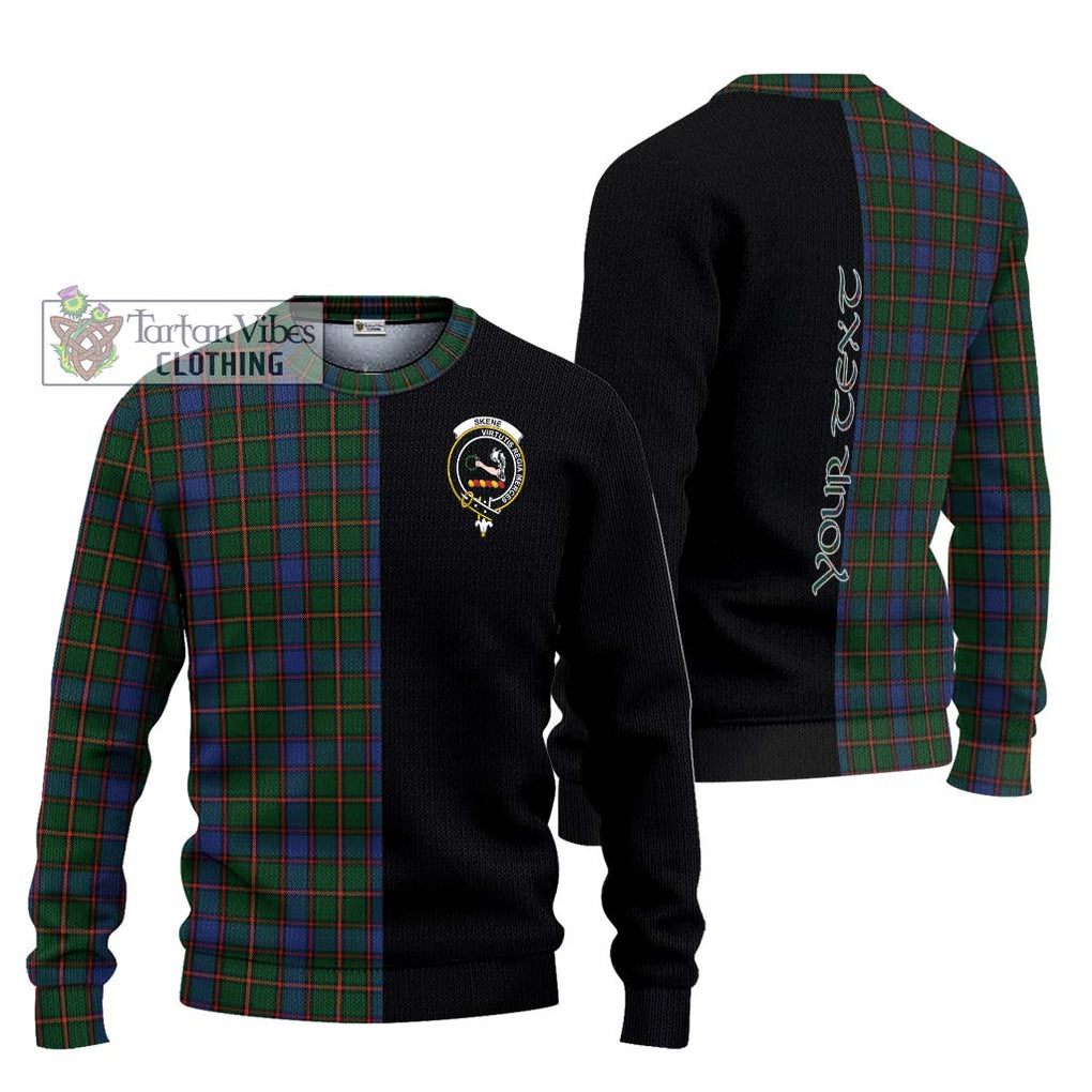 Skene Tartan Knitted Sweater with Family Crest and Half Of Me Style Unisex - Tartanvibesclothing Shop