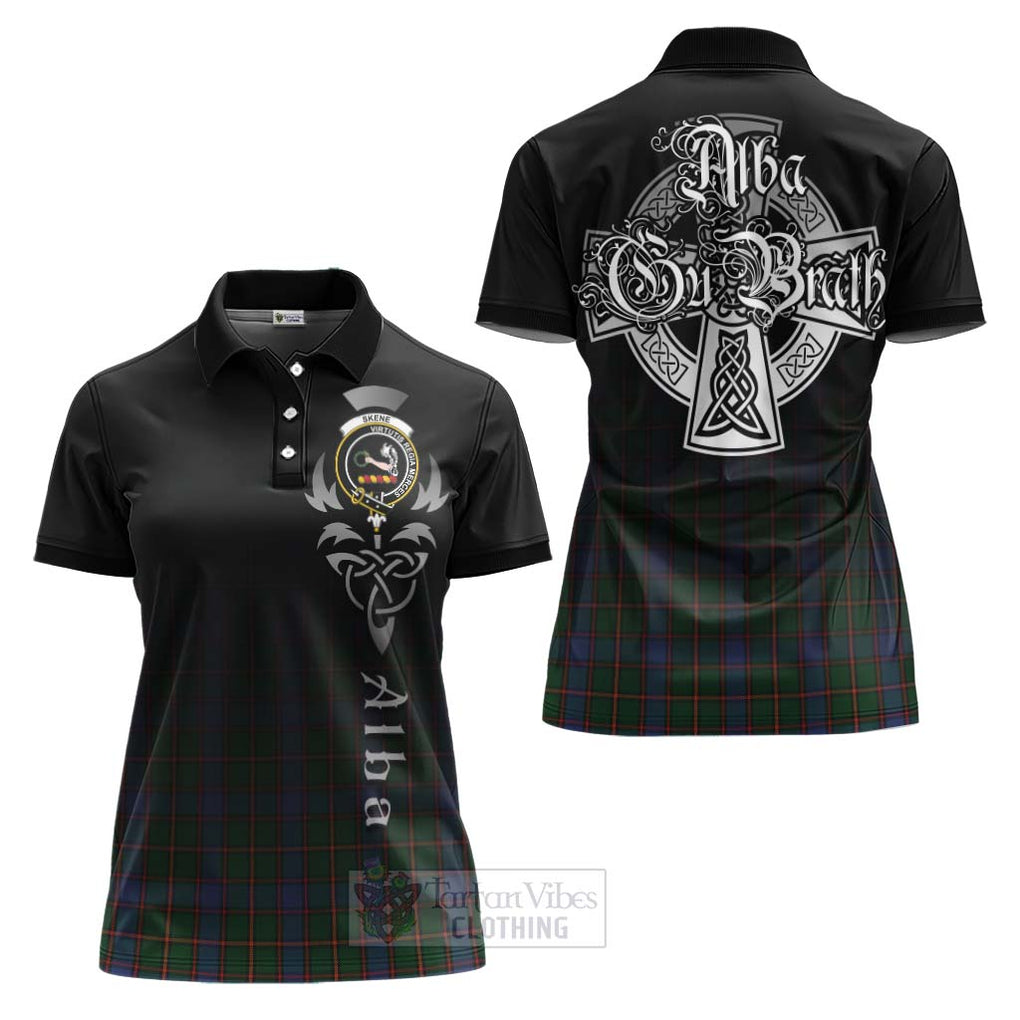 Tartan Vibes Clothing Skene Tartan Women's Polo Shirt Featuring Alba Gu Brath Family Crest Celtic Inspired