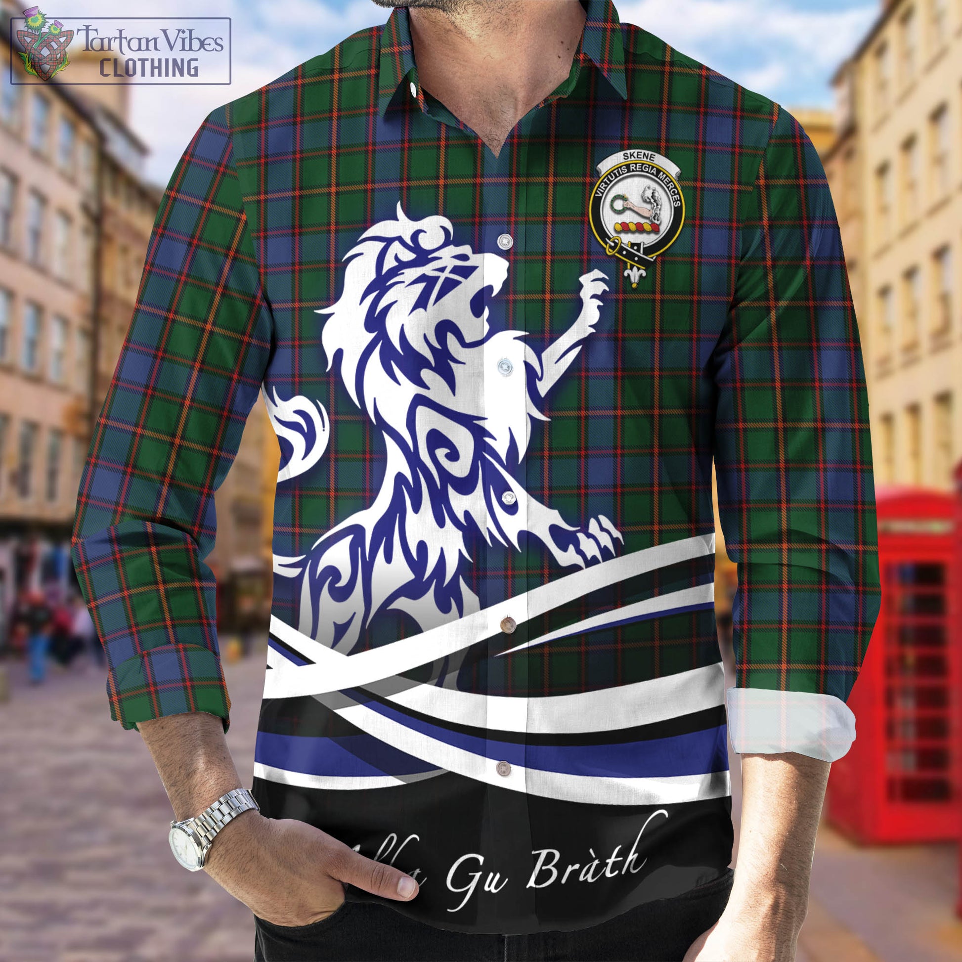 skene-tartan-long-sleeve-button-up-shirt-with-alba-gu-brath-regal-lion-emblem