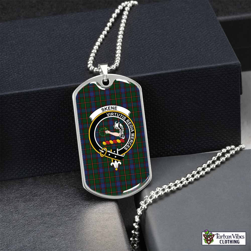 Tartan Vibes Clothing Skene Tartan Dog Tag Necklace with Family Crest