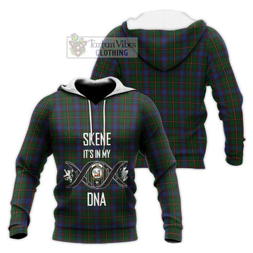 Skene Tartan Knitted Hoodie with Family Crest DNA In Me Style