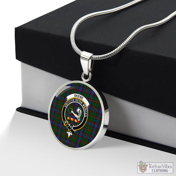 Skene Tartan Circle Necklace with Family Crest