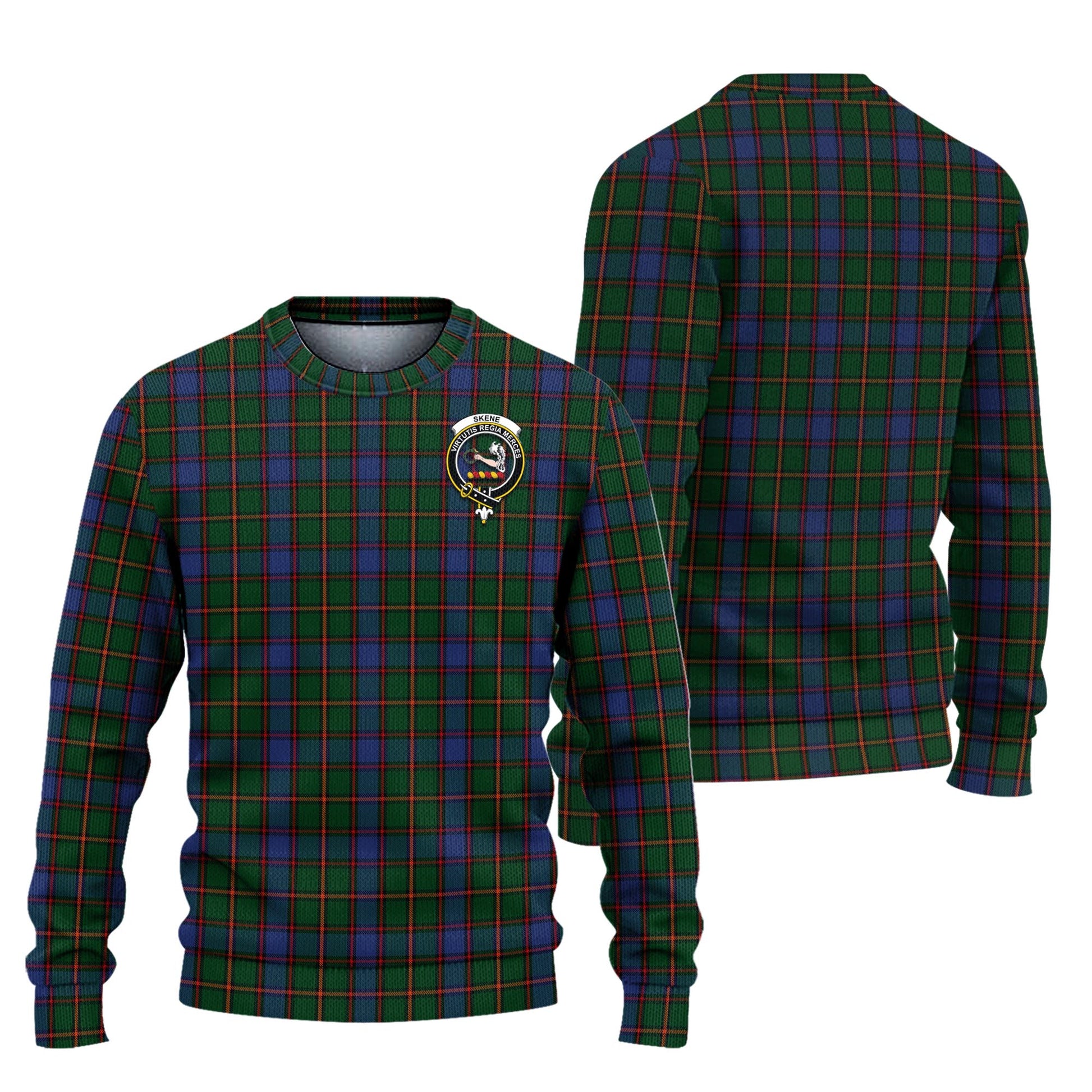 Skene Tartan Knitted Sweater with Family Crest Unisex - Tartanvibesclothing