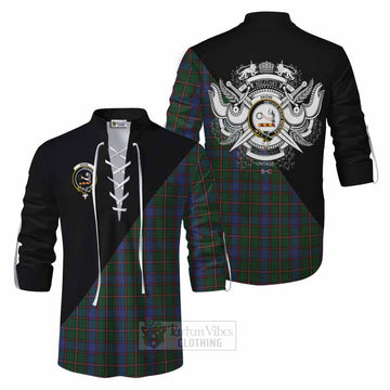 Skene Tartan Ghillie Kilt Shirt with Family Crest and Military Logo Style