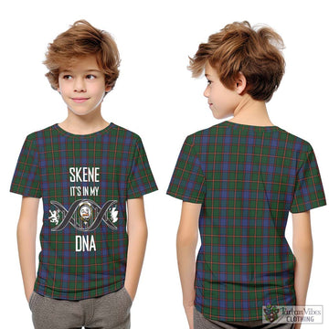 Skene Tartan Kid T-Shirt with Family Crest DNA In Me Style