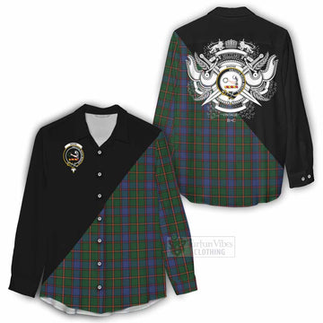 Skene Tartan Women's Casual Shirt with Family Crest and Military Logo Style