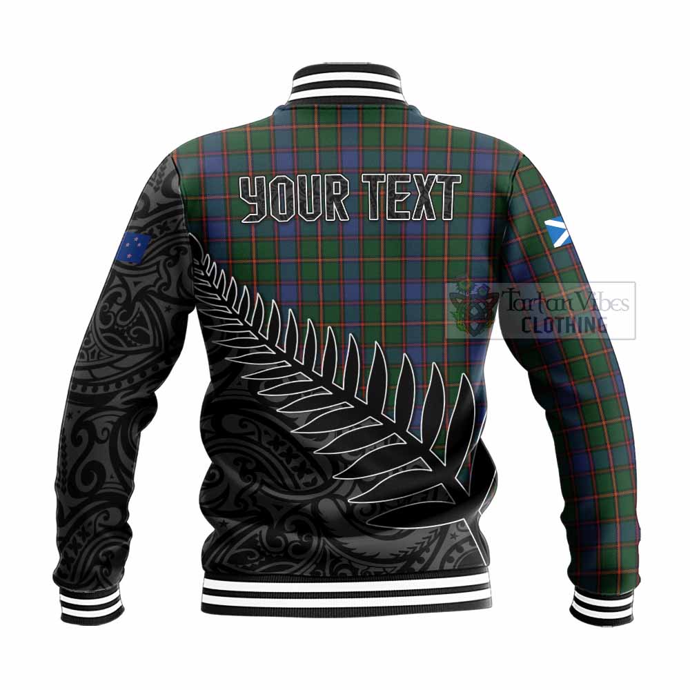 Tartan Vibes Clothing Skene Crest Tartan Baseball Jacket with New Zealand Silver Fern Half Style