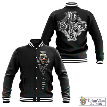 Skene Tartan Baseball Jacket Featuring Alba Gu Brath Family Crest Celtic Inspired