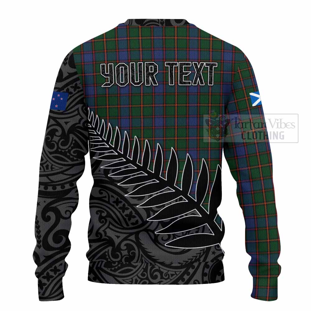 Tartan Vibes Clothing Skene Crest Tartan Knitted Sweater with New Zealand Silver Fern Half Style