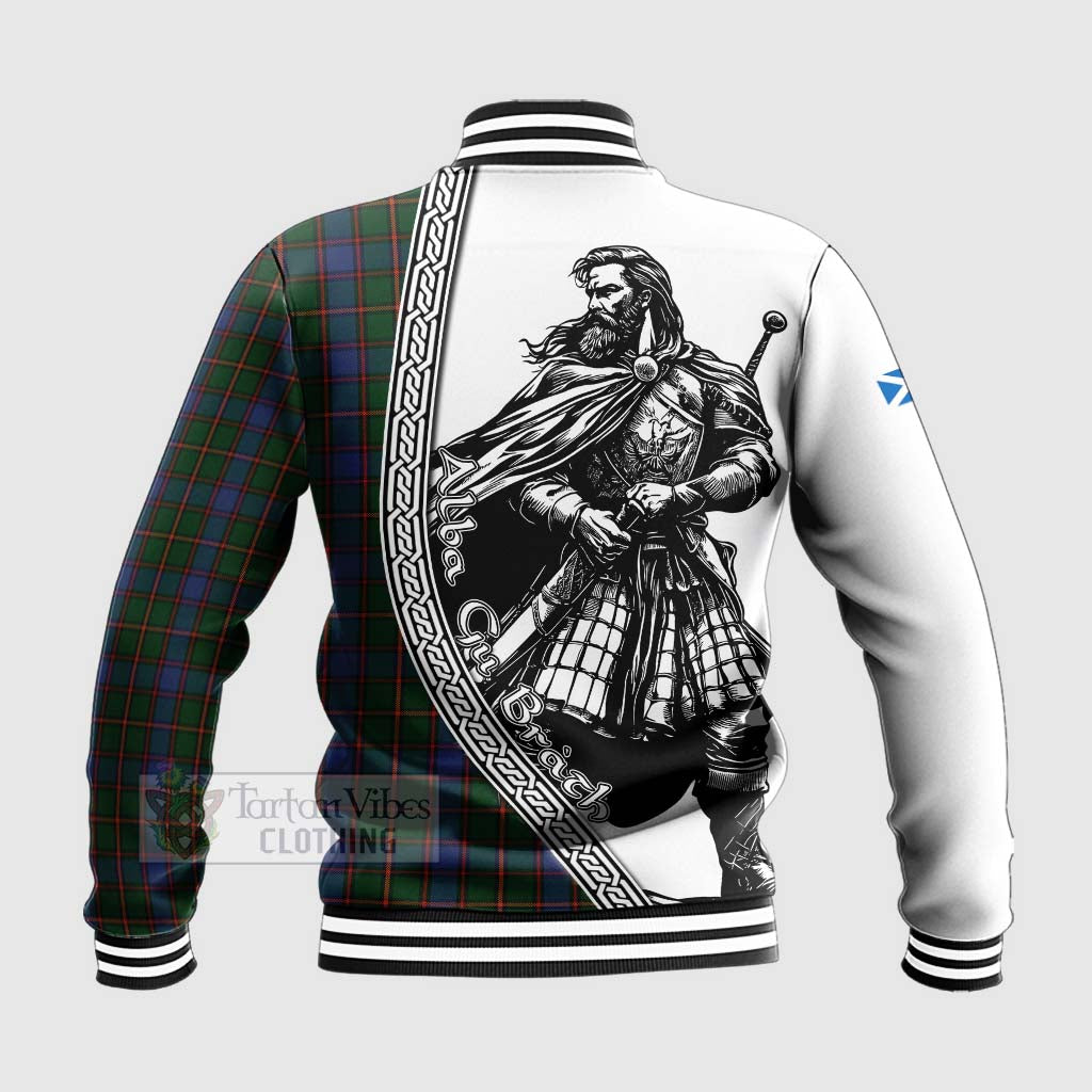 Tartan Vibes Clothing Skene Tartan Clan Crest Baseball Jacket with Highlander Warrior Celtic Style