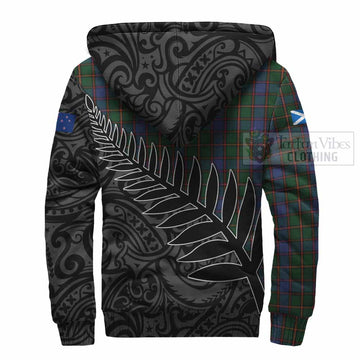 Skene Crest Tartan Sherpa Hoodie with New Zealand Silver Fern Half Style