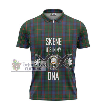 Skene Tartan Zipper Polo Shirt with Family Crest DNA In Me Style