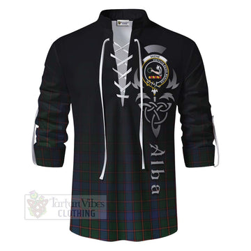 Skene Tartan Ghillie Kilt Shirt Featuring Alba Gu Brath Family Crest Celtic Inspired