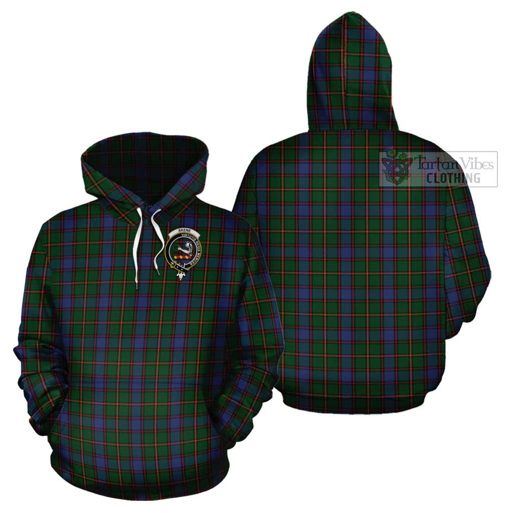 Skene Tartan Cotton Hoodie with Family Crest Pullover Hoodie - Tartan Vibes Clothing