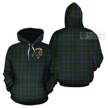 Skene Tartan Cotton Hoodie with Family Crest