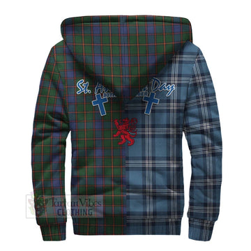 Skene Tartan Sherpa Hoodie Happy St. Andrew's Day Half Tartan Style