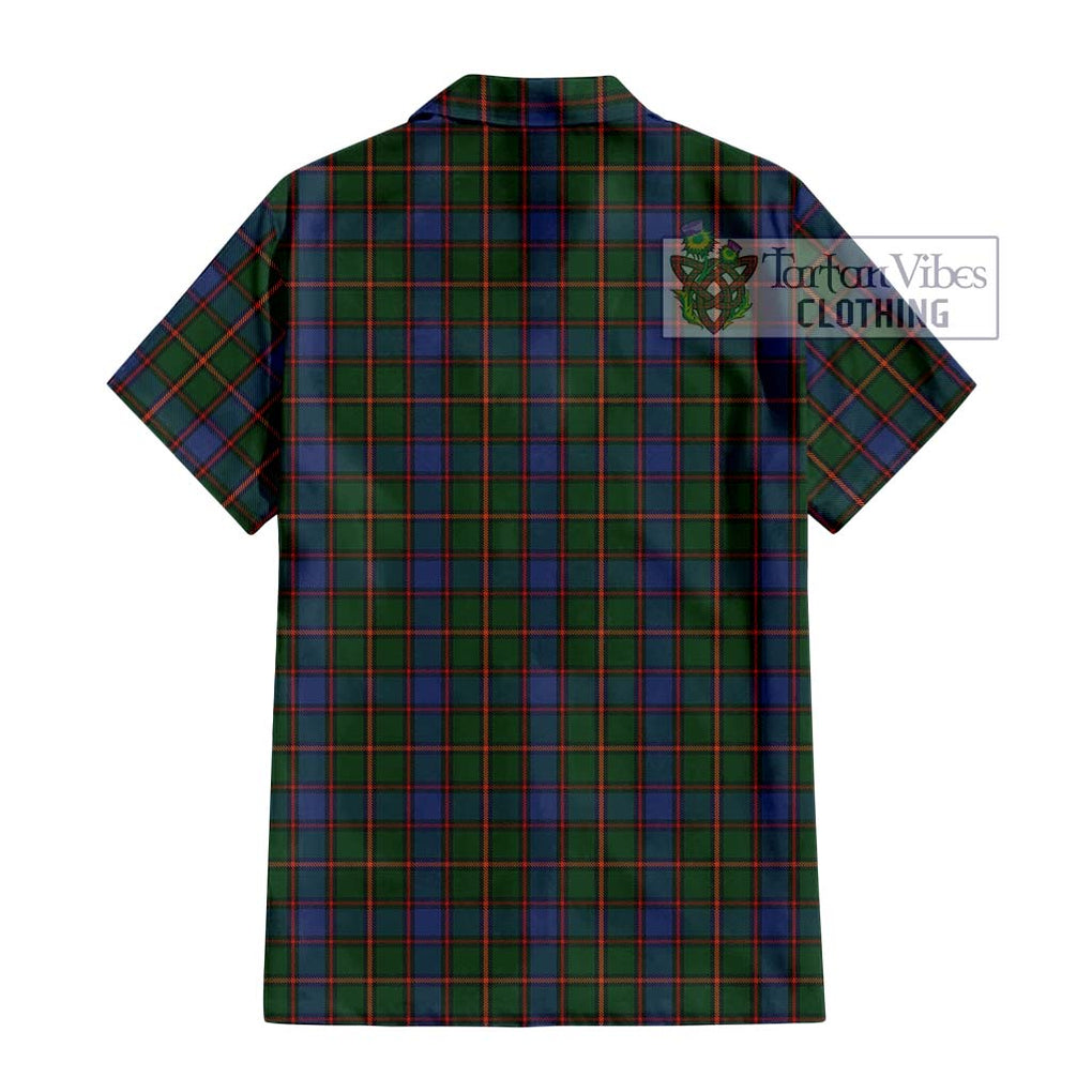 Skene Tartan Short Sleeve Button Shirt with Family Crest DNA In Me Style - Tartanvibesclothing Shop