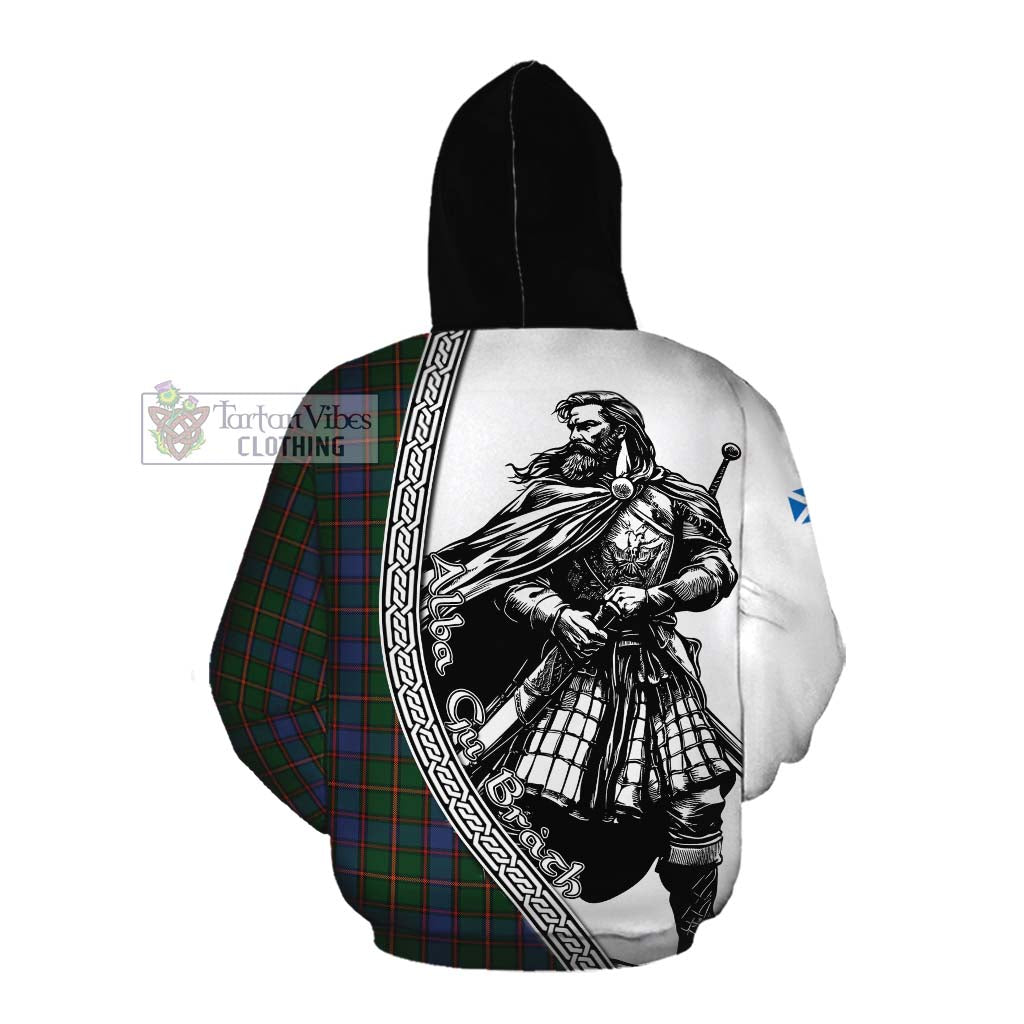 Tartan Vibes Clothing Skene Tartan Clan Crest Cotton Hoodie with Highlander Warrior Celtic Style