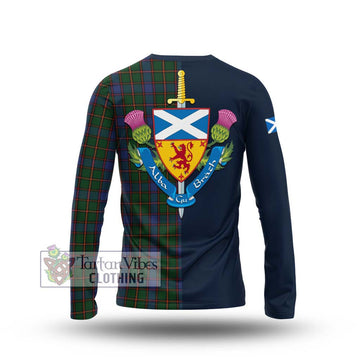 Skene Tartan Long Sleeve T-Shirt Alba with Scottish Lion Royal Arm Half Style