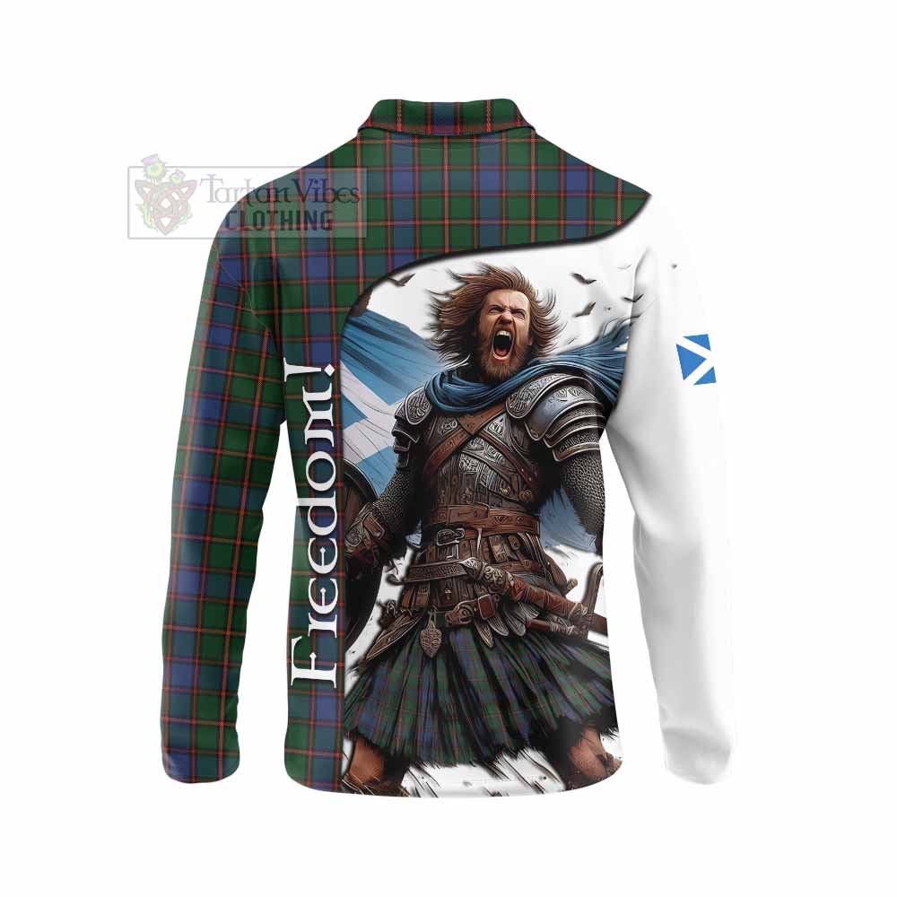 Tartan Vibes Clothing Skene Crest Tartan Long Sleeve Polo Shirt Inspired by the Freedom of Scottish Warrior