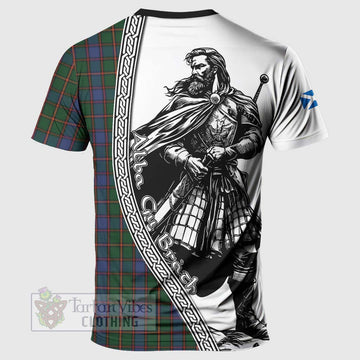 Skene Tartan Clan Crest T-Shirt with Highlander Warrior Celtic Style