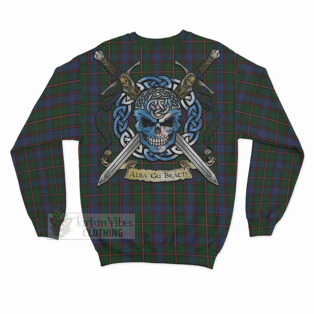 Tartan Vibes Clothing Skene Tartan Sweatshirt with Family Crest Celtic Skull Style