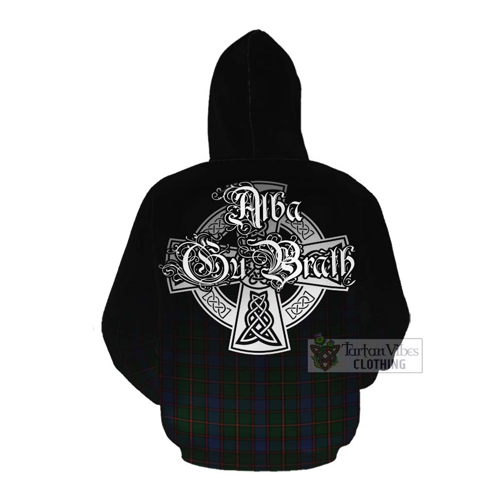 Tartan Vibes Clothing Skene Tartan Cotton Hoodie Featuring Alba Gu Brath Family Crest Celtic Inspired