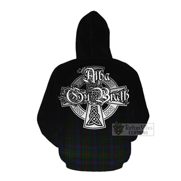 Skene Tartan Cotton Hoodie Featuring Alba Gu Brath Family Crest Celtic Inspired