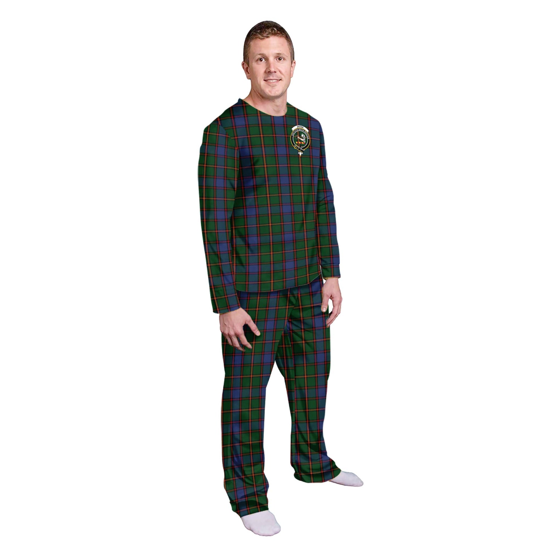 Skene Tartan Pajamas Family Set with Family Crest - Tartanvibesclothing