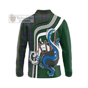 Skene Tartan Long Sleeve Polo Shirt with Epic Bagpipe Style