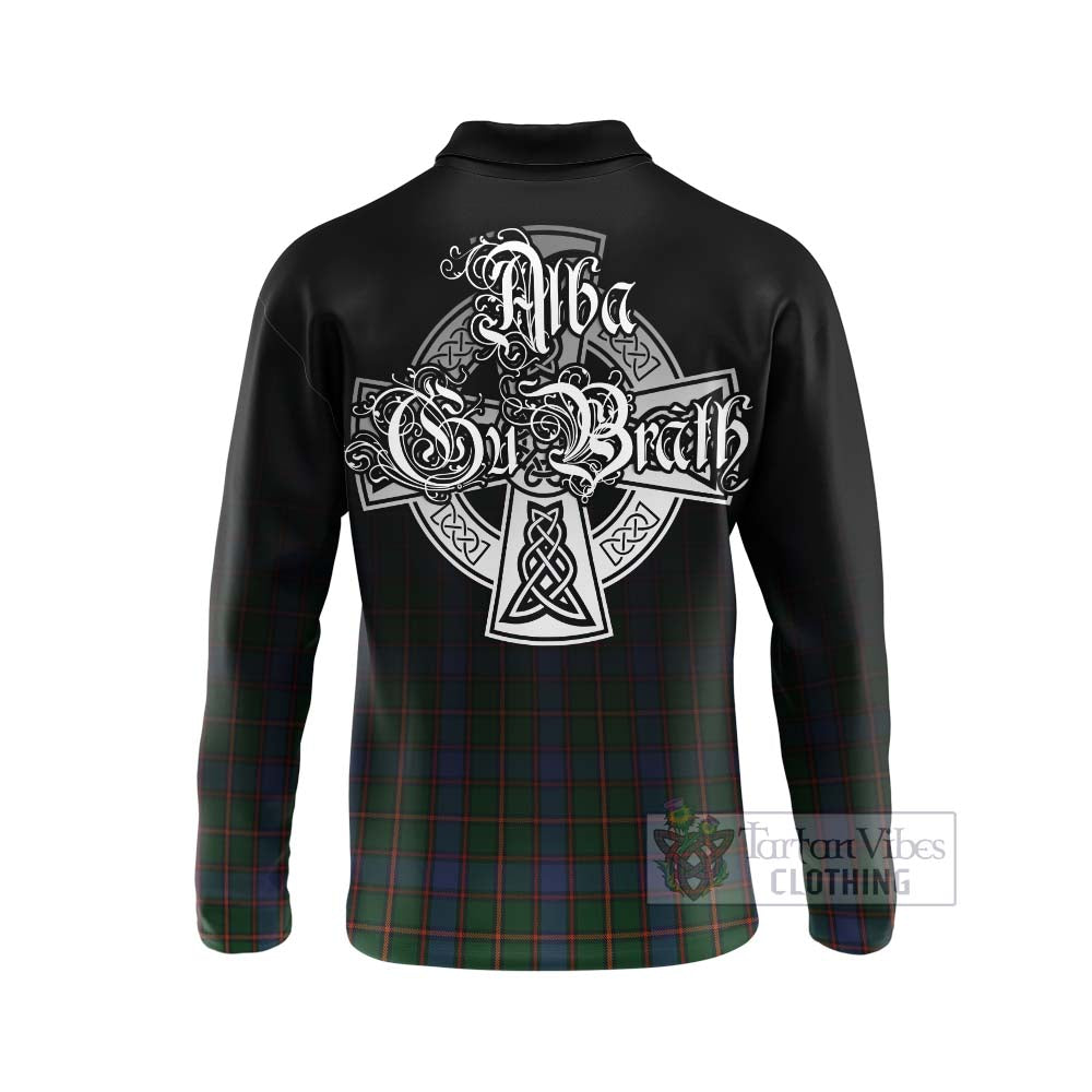 Tartan Vibes Clothing Skene Tartan Long Sleeve Polo Shirt Featuring Alba Gu Brath Family Crest Celtic Inspired