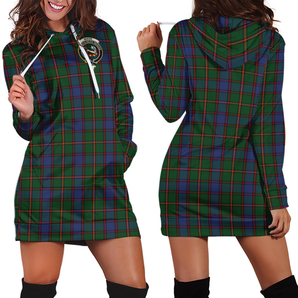 Skene Tartan Hoodie Dress with Family Crest - Tartan Vibes Clothing