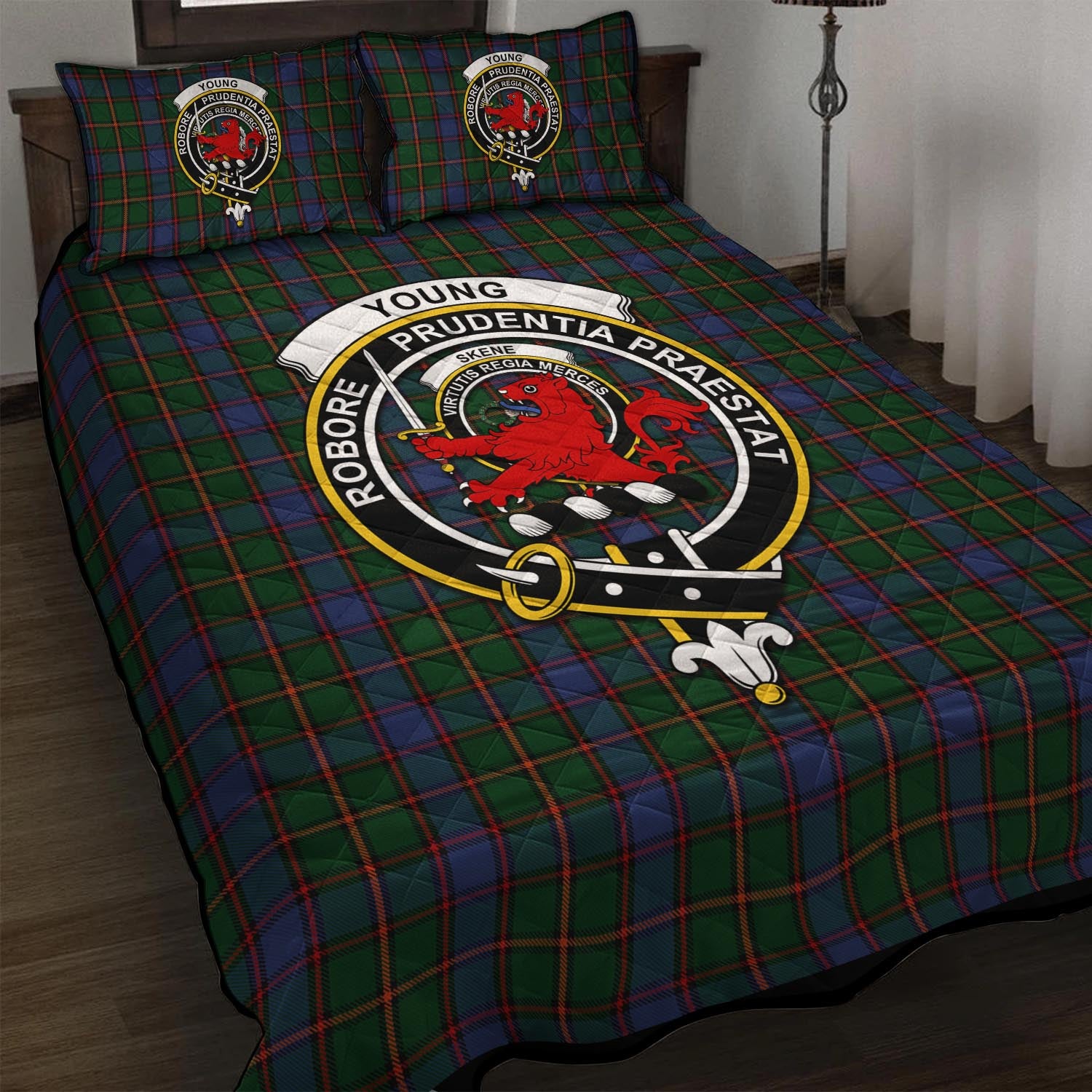 Skene Tartan Quilt Bed Set with Family Crest - Tartan Vibes Clothing