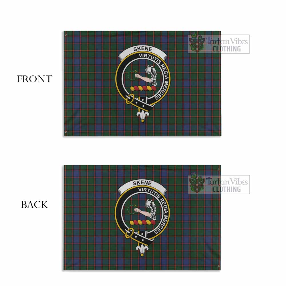 Tartan Vibes Clothing Skene Tartan House Flag with Family Crest