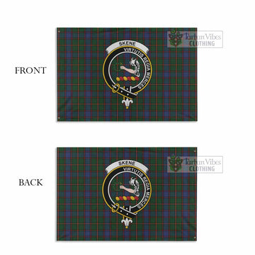 Skene Tartan House Flag with Family Crest