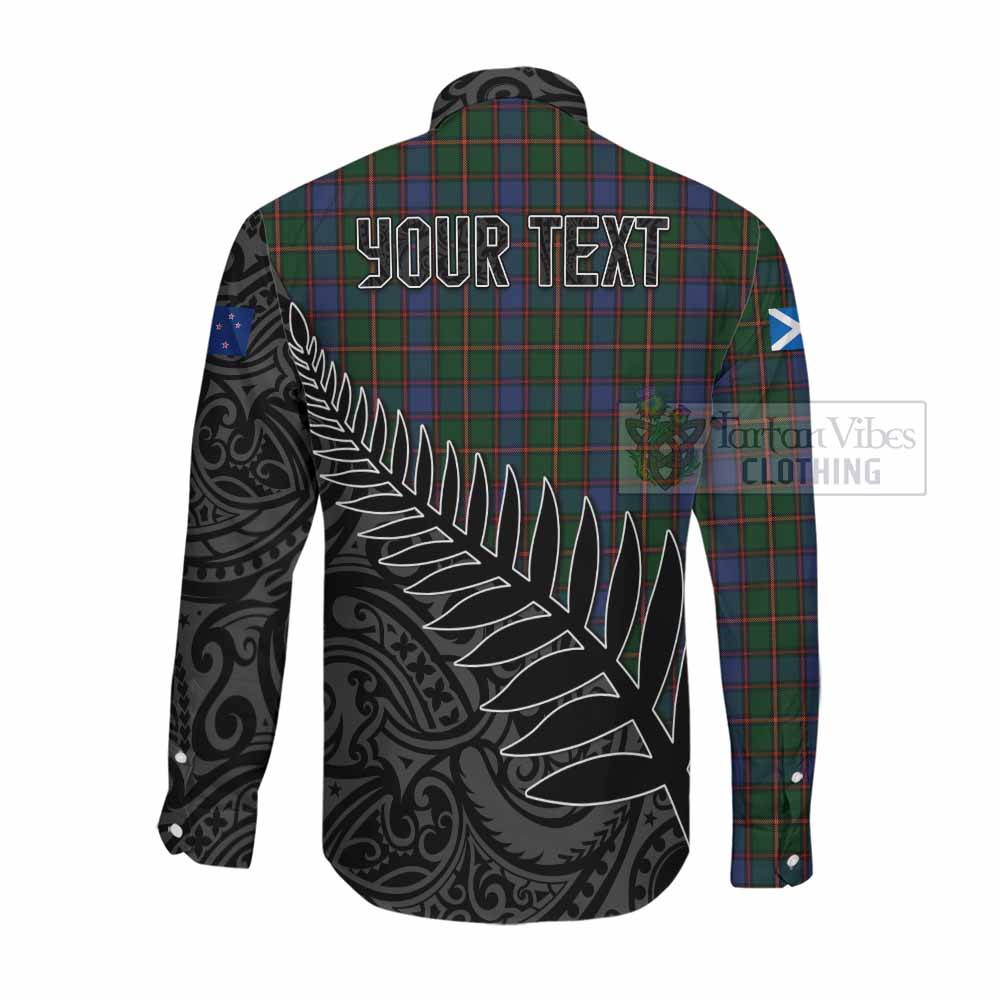 Skene Crest Tartan Long Sleeve Button Shirt with New Zealand Silver Fern Half Style Men's Shirt - Tartan Vibes Clothing