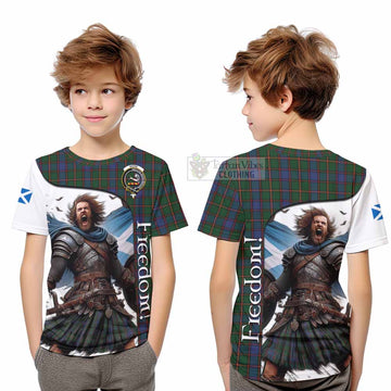 Skene Crest Tartan Kid T-Shirt Inspired by the Freedom of Scottish Warrior