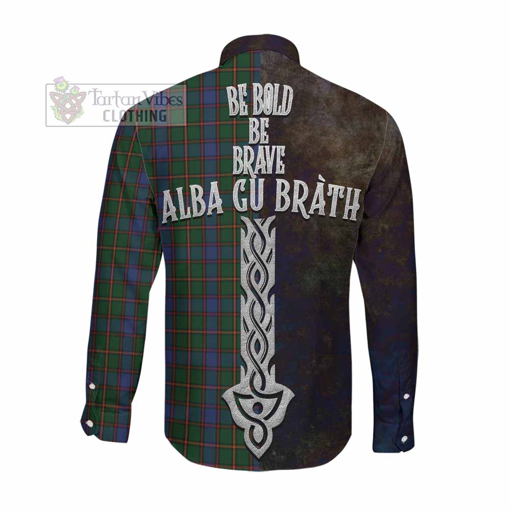 Skene Tartan Family Crest Long Sleeve Button Shirt Alba Gu Brath Be Brave Lion Ancient Style Men's Shirt - Tartan Vibes Clothing