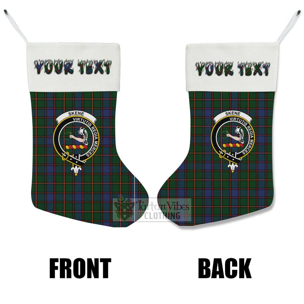 Tartan Vibes Clothing Skene Tartan Family Crest Christmas Stocking with Personalized Text