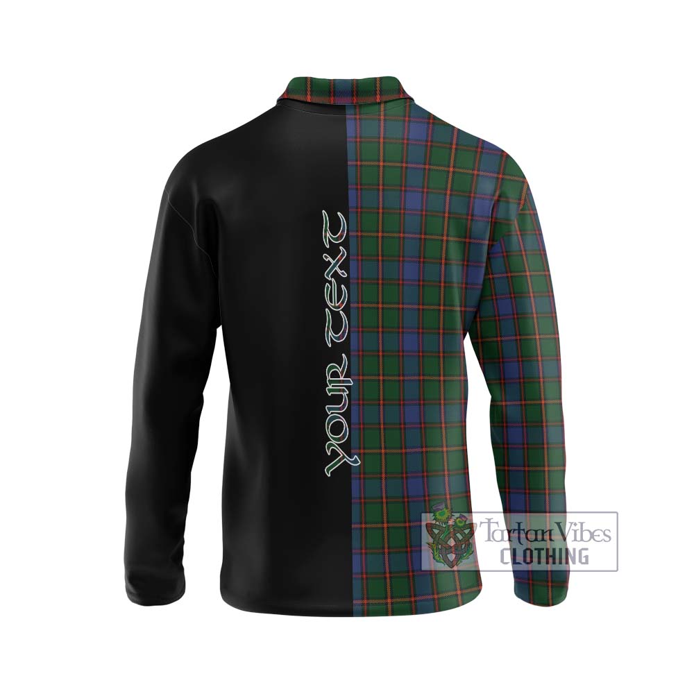 Skene Tartan Long Sleeve Polo Shirt with Family Crest and Half Of Me Style - Tartanvibesclothing Shop