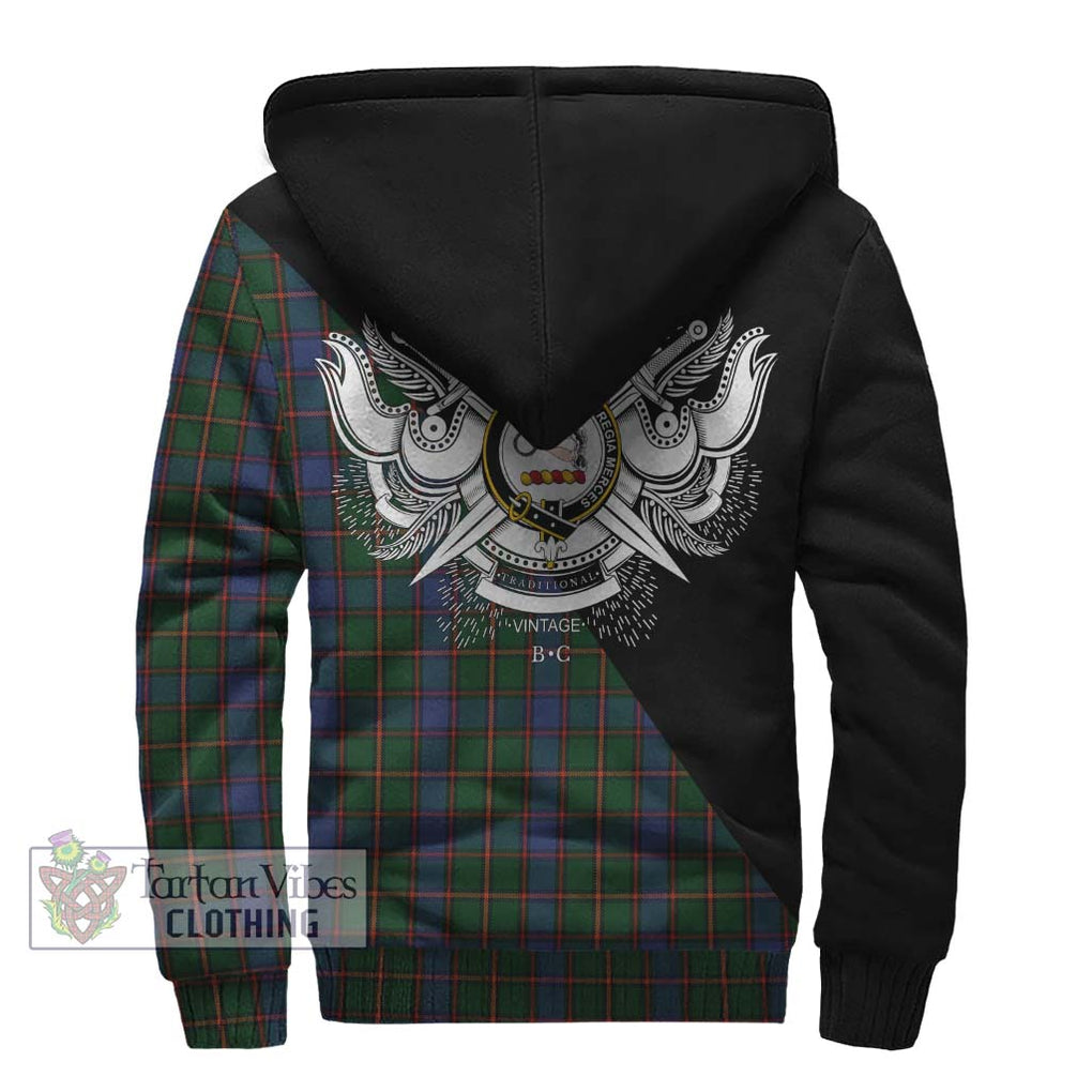 Skene Tartan Sherpa Hoodie with Family Crest and Military Logo Style - Tartanvibesclothing Shop