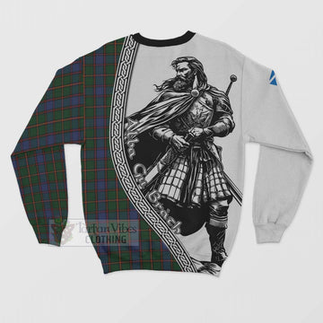 Skene Tartan Clan Crest Sweatshirt with Highlander Warrior Celtic Style